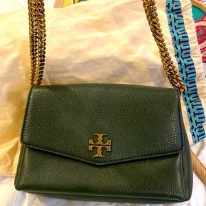 Tory Burch dark green leather bag